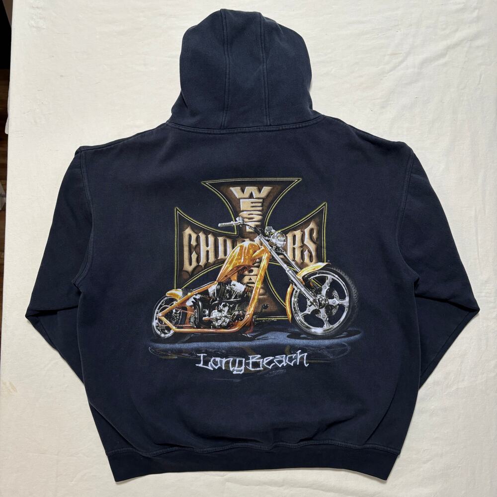 VTG 90's West Coast Choppers Jesse Who Pullover Hoodie Men's L Navy Blue - Picture 3 of 6